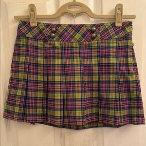 Pleated Plaid Skirt w/Shorts in Pink/Yellow/Blue by Cherokee